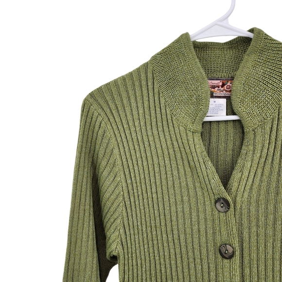 April Cornell Women's Wool Blend Ribbed Button Front Midi Sweater Dress - M - Picture 2 of 5